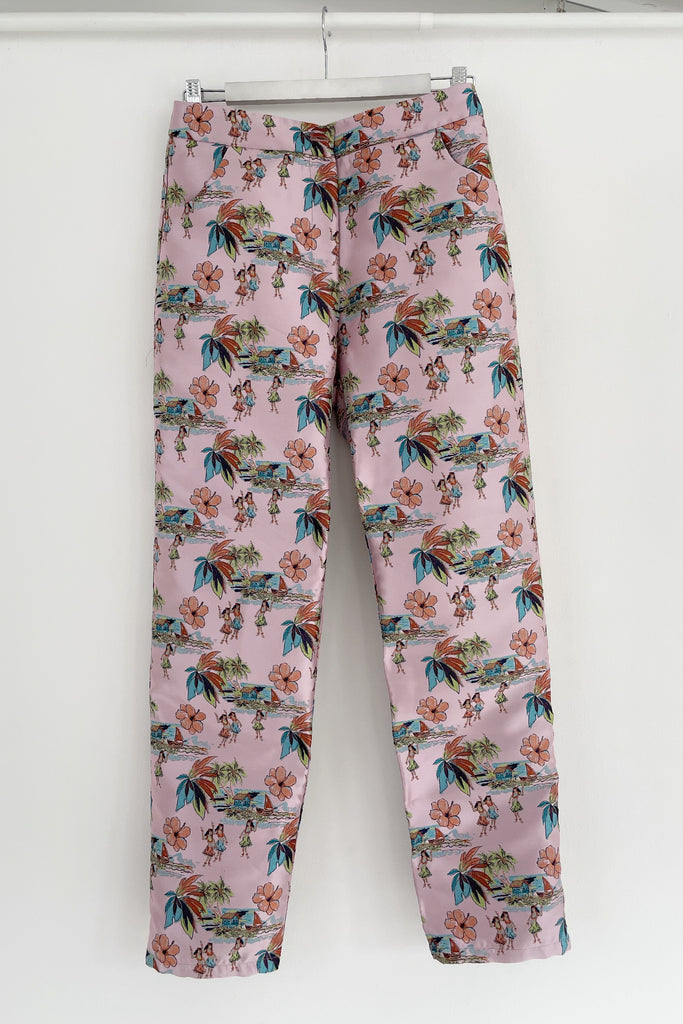 rózsaszín pálmafás ceruza fazonú nadrág pink Hawaii print pants